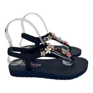 Skechers Yoga Foam Meditation Glass Daisy Flower Thong Sandals Size 6